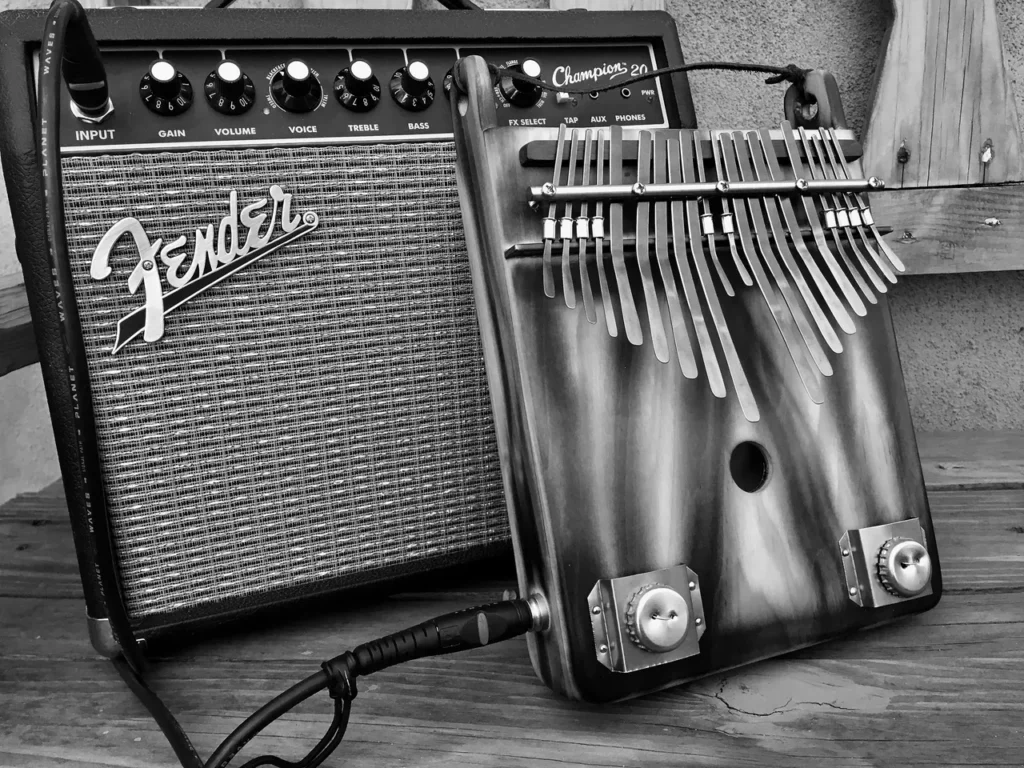 A black and white photo of an accordion, a gourd instrument.