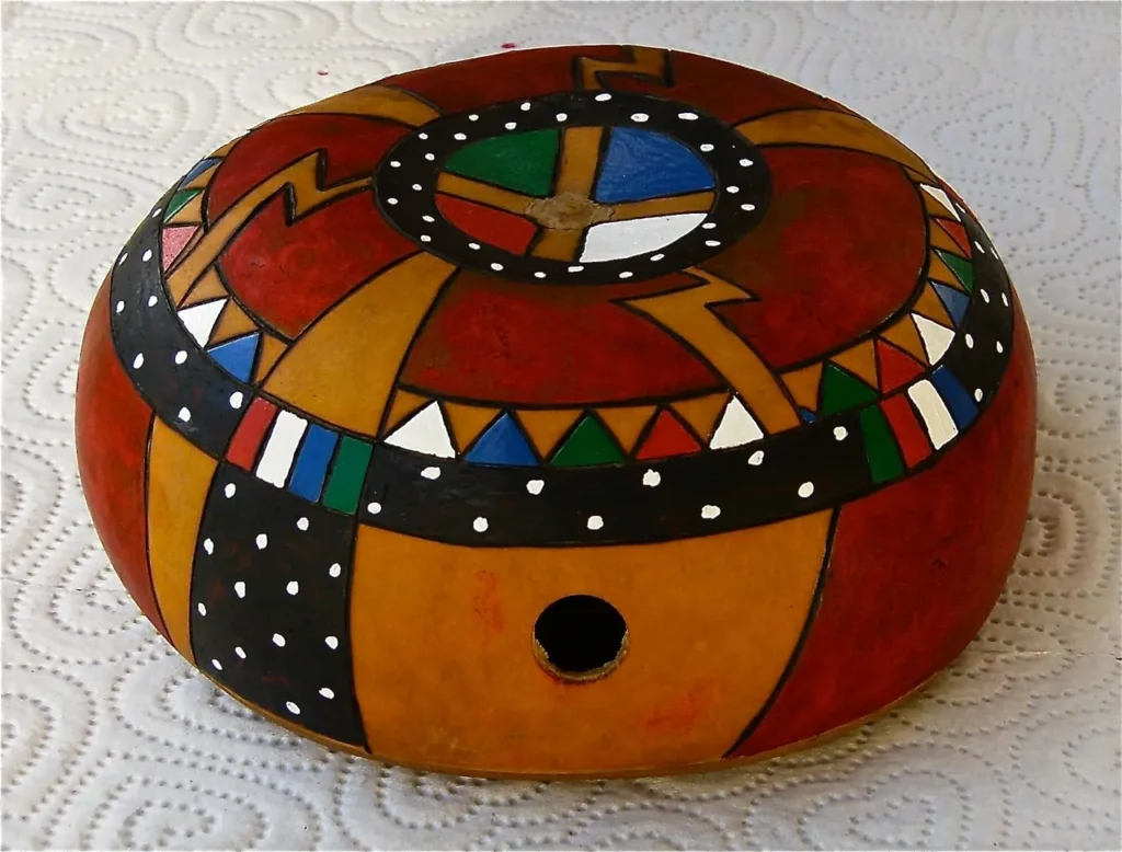 A vibrant Ngoma-inspired wooden bowl.